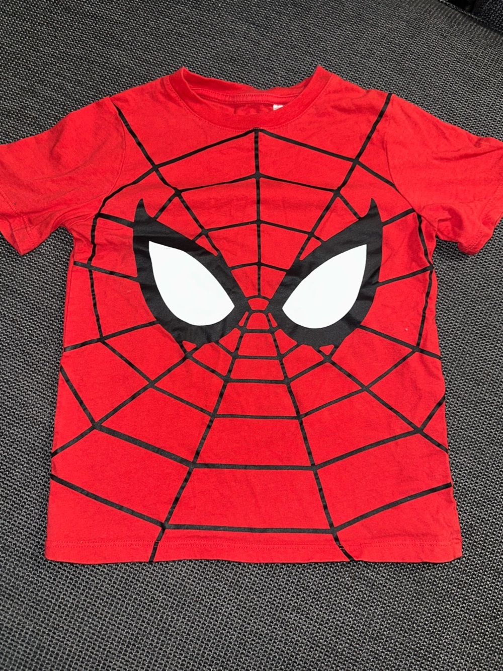 H&M Red Spider-Web Graphic Tee with Mask Eyes